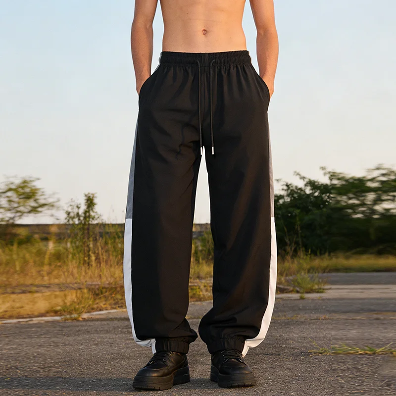 

Trendy Color Block Joggers for Men – Lightweight Hip Hop Sweatpants with Side Stripe