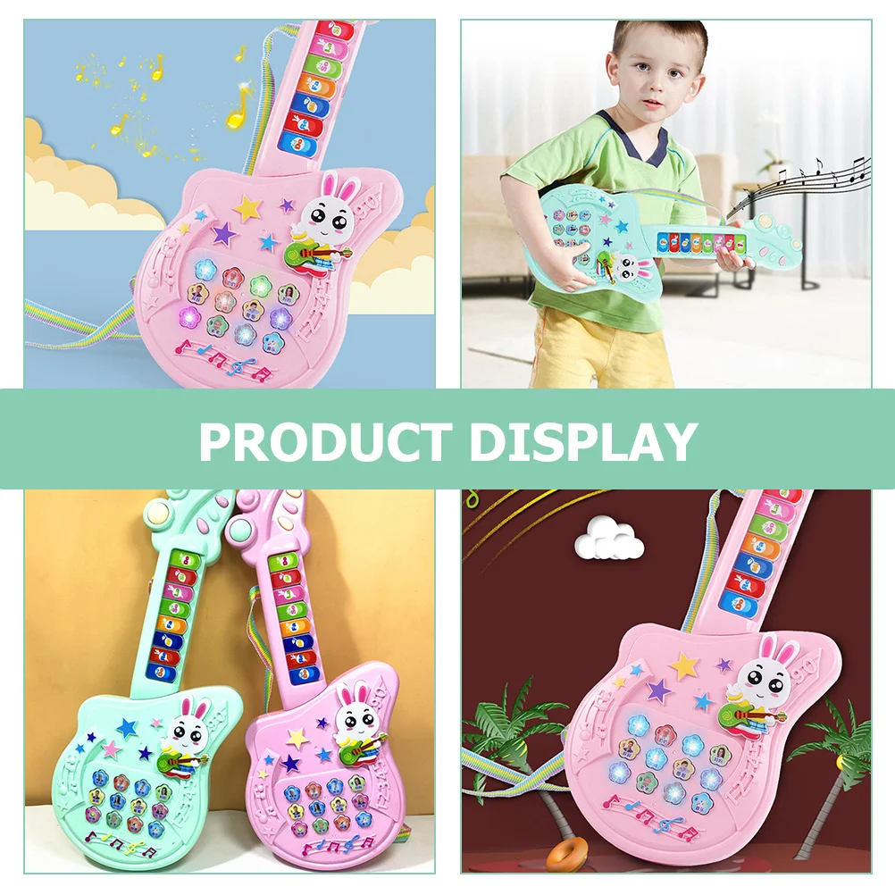 جيتار كهربائي للأطفال آلة موسيقية ألعوبة كرتونية خفيفة الوزن وآمنة بحواف ناعمة تصميم ملون موسيقى للأطفال الصغار