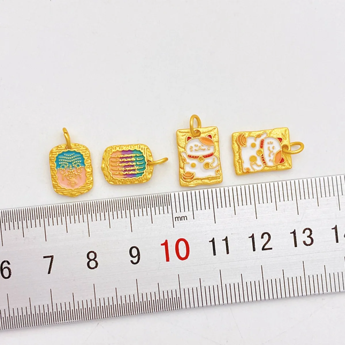 Ancient Sand‑Gold Burnt‑Blue Enamel Lucky Cat Zakiram Charm Pendant DIY Findings for Bracelet Necklace Jewelry Making