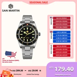 San Martin 40mm NH35 Automatic Men Diving Watch 20ATM Waterproof BB58 Sapphire Wristwatch BGW-9 C3 Luminous Reloj SN0008C/D