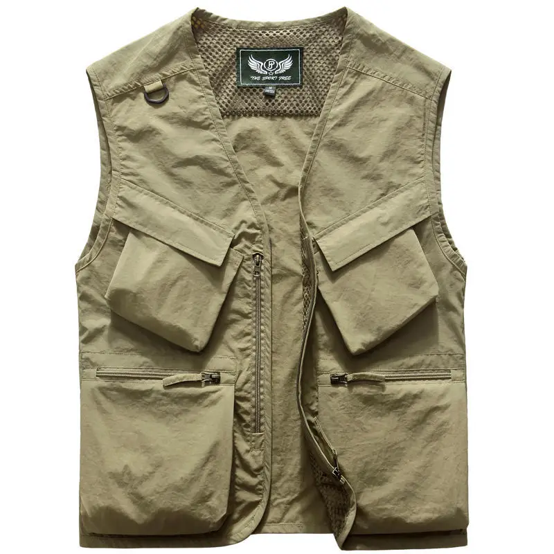 Men Multi Pocket Fishing Vests Quick Breathable Outdoor Mesh Jackets Photography Hiking Vest Outdoor Sport Men Breathable Vest