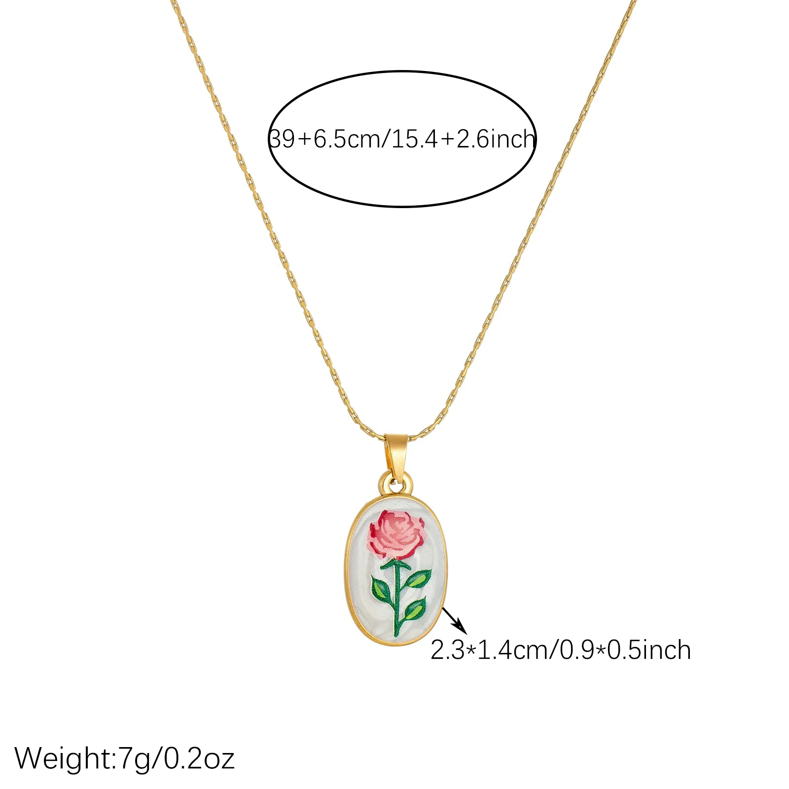 DIEYURO 316L Stainless Steel Red Rose Enamel Inlay Oval Pendant Necklace For Women Valentine Non-fading Neck Chain Jewelry Gift