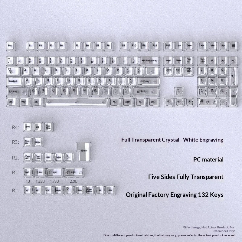White transparent keycap original factory engraved small set of 130 key PC mechanical keyboard DIY magnetic shaft