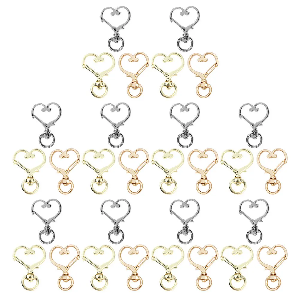 

30Pcs Love Keychain Accessories Swivel Snap Hooks Durable DIY Craft Supplies Bulk Heart Clasps Key Rings Keychain Clip