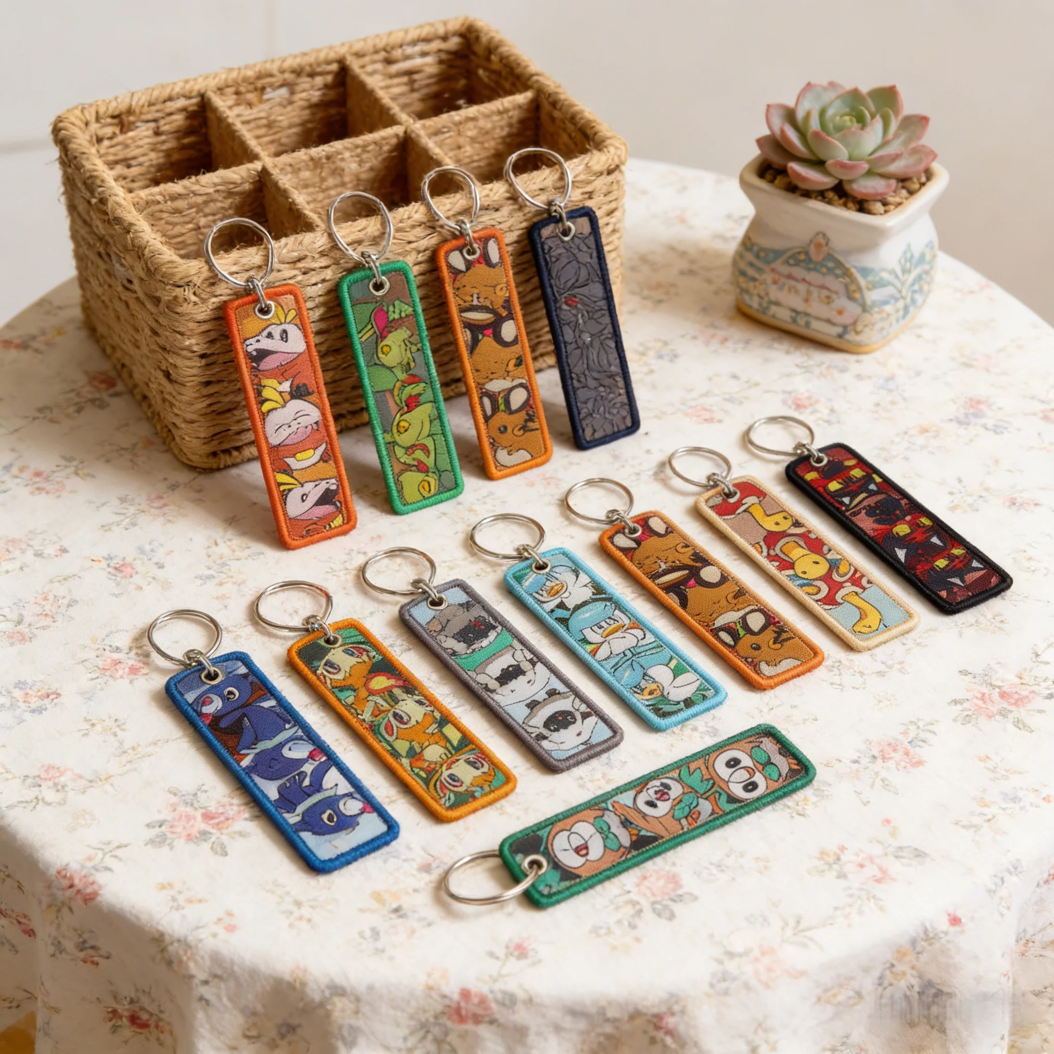 

Anime Elf Animals Embroidery Key Fobs Keychain for Motorcycles Car Key Ring Holder Key Tags Chaveiro Jewelry Accessories Gifts