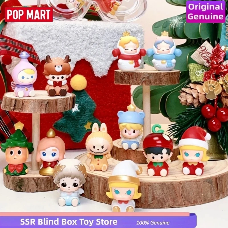 POP MART Original Christmas Party Series Pop Bean Cute Mini Desktop Ornament Model Mystery Box Toy Kid Collectible Birthday Gift