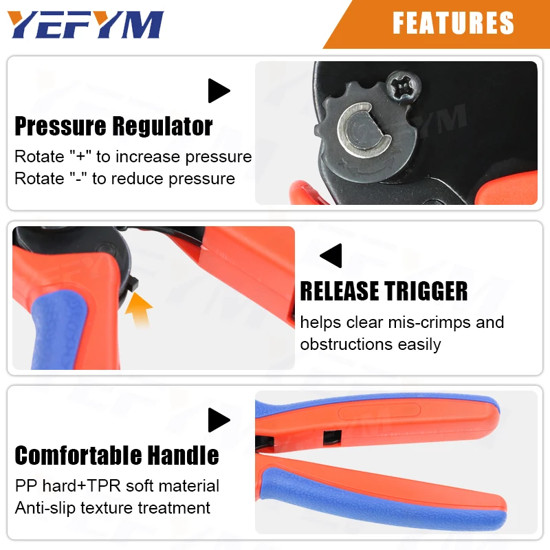 Crimping Mini Pliers YM for XH2.54/DuPont2.54/2.8/4.8/6.3/Non-Insulated/Ferrule tube Terminals Ratchet Wire 175mm Crimper Sets