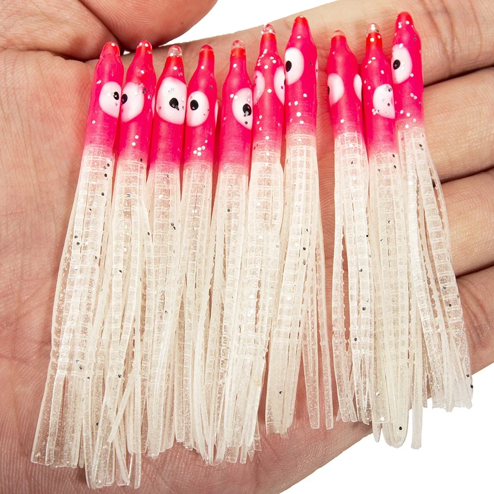 10/20pcs Luminous Squid Skirts Soft Lure pesca fishing lure Octopus Night Fishing Lure Glow Rubber Artificial Bait for Tuna