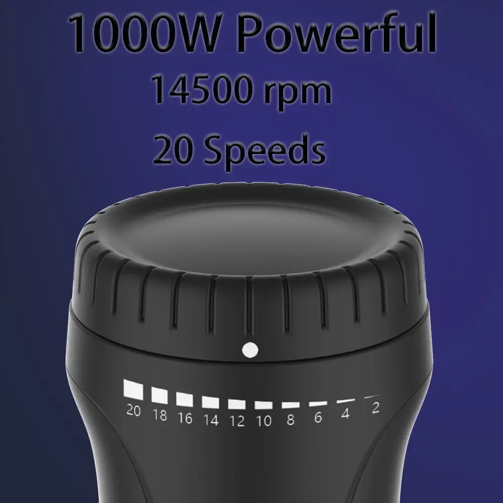 خلاط يدوي غاطس 1000 وات 5 في 1 - 20 سرعة، خلاط من الفولاذ المقاوم للصدأ مع كوب خلط، وعاء مفرمة، رغوة الحليب، E