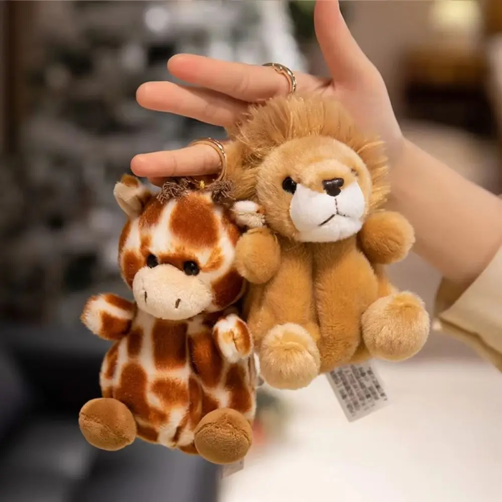 

Cute Pet Series Mini Panda Doll Keychain Bag Pendant Fawn Turtle Plush Pendant Rabbit Otter Horse Plush Keyring For Children