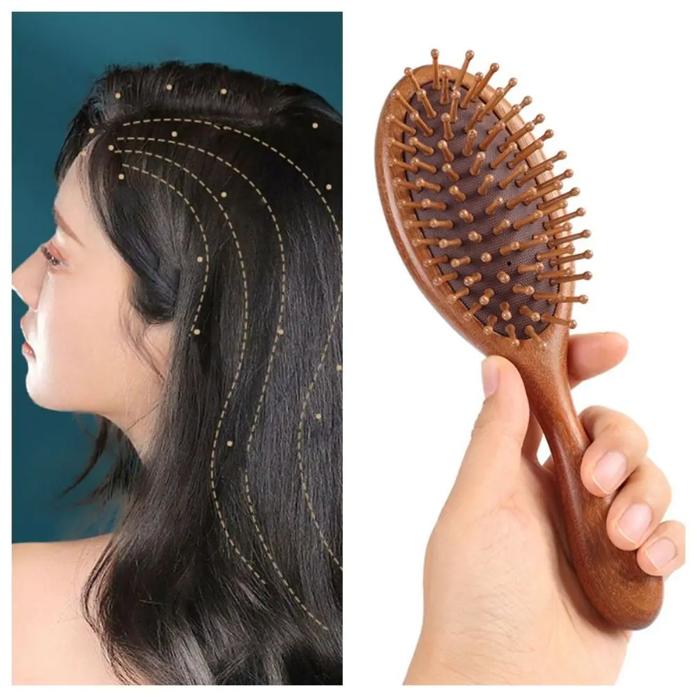 Golden Silk Sandalwood Air Bag Comb Scalp Massage Blood Circulation Smoothly Air Cushion Comb Gua Sha Natural Green Sandalwood