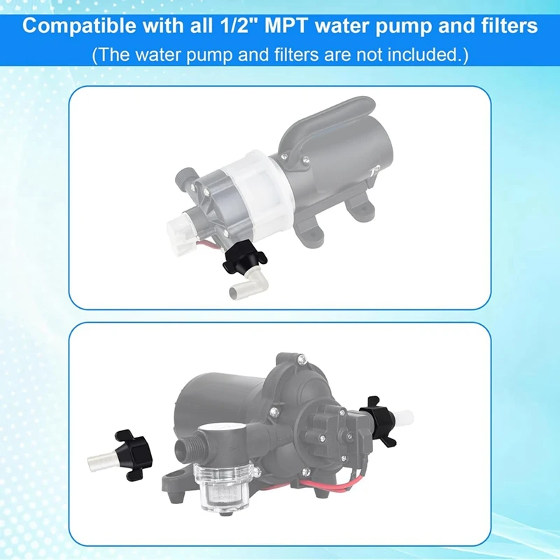 AB15-4Pack 1/2 Inch X 14 NPT X 1/2 Inch Barb Elbow And Straight Swivel Adapter RV Water Pump , Female Threaded Pex Fittings