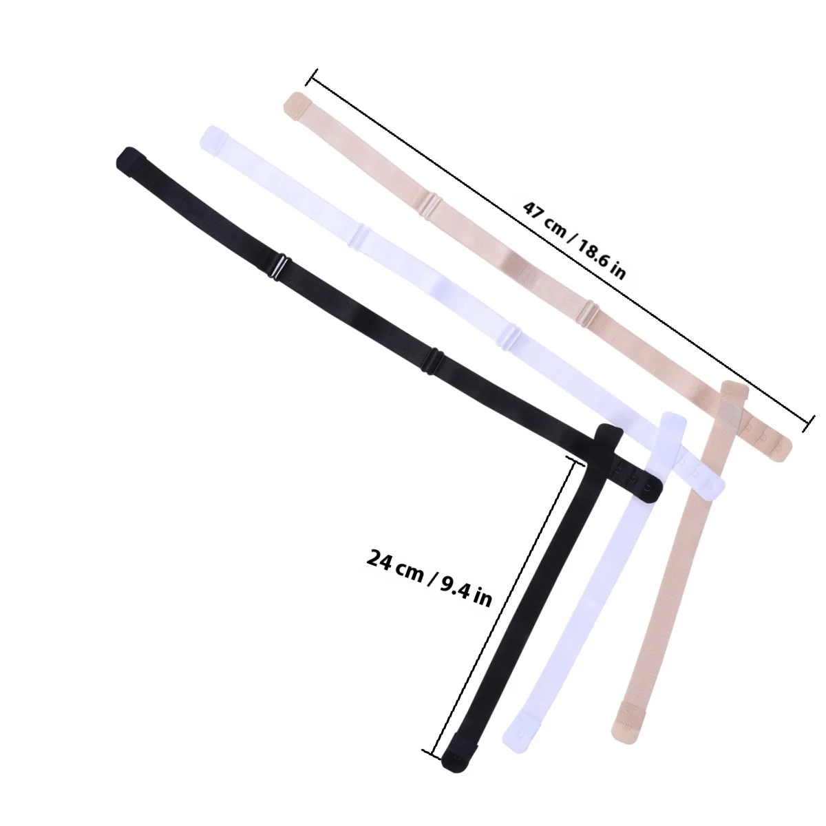 3Pcs Low Back Bra Strap Converter Adjustable Polyester Cotton Converters for Low Cut Tops Summer Dresses Black White Beige