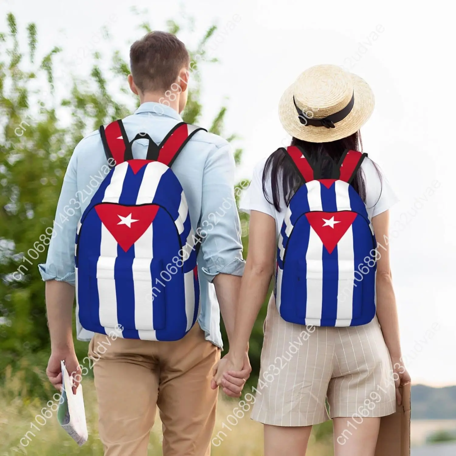 Cuban Flag Print Casual Canvas Backpack for Everyday Use Canvas Rucksack Work Hiking Laptop Backpack