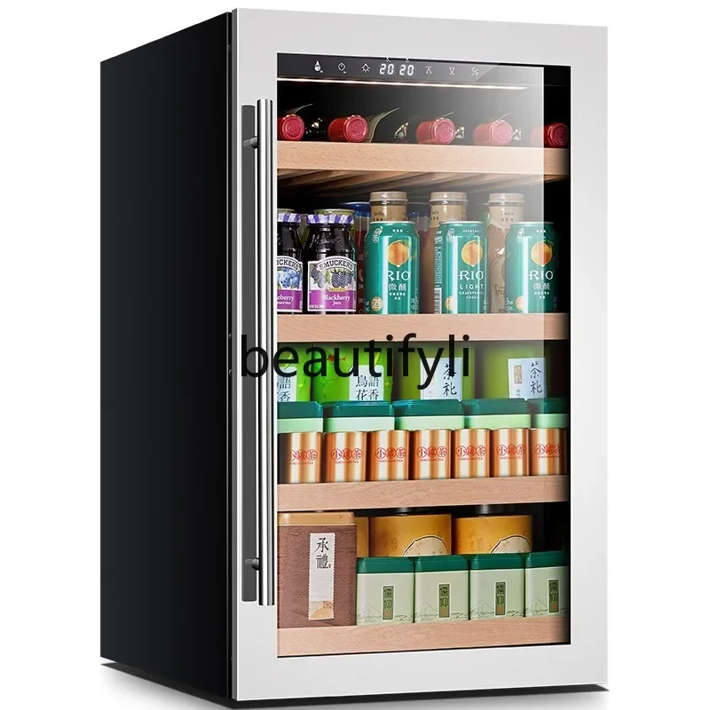 Hot sales Ice bar household small living room transparent glass single door frost-free refrigerator tea freezer