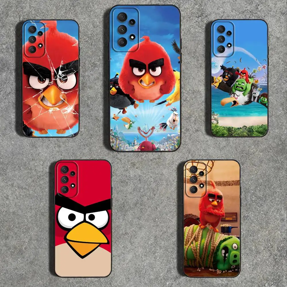 

A-Angrys C-CartoonS Birds Phone Case For Samsung Galaxy A 73,72,71,53,52,51,22,5G Shockproof Soft Black Cover
