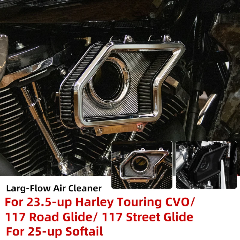 Motorcycle High-flow Air Cleaner Air Intake Filter for Harley 23.5-up Touring CVO 117 Road Glide Street Glide 25-up Softail FXLR