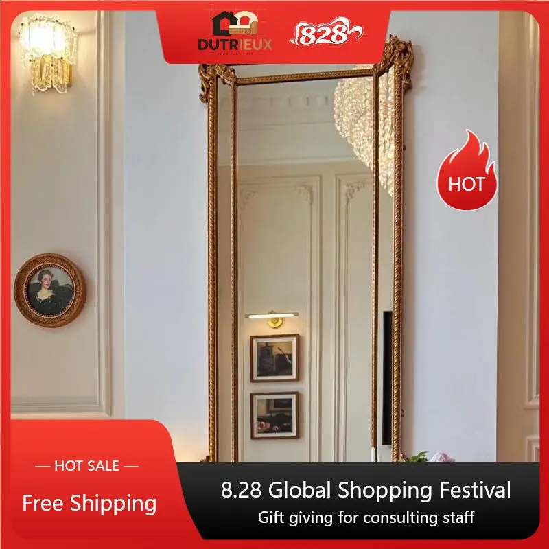 Designer Gold Mirrors Full Body Ornate French Modern Square Mirrors Full Body Living Room Specchi A Pavimento Furniture Home