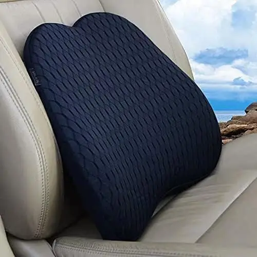 Memory Foam Car Lumbar Support Pillow - Back Cushion for Car Seats, Office Chairs, Recliners, Sofas (Black)