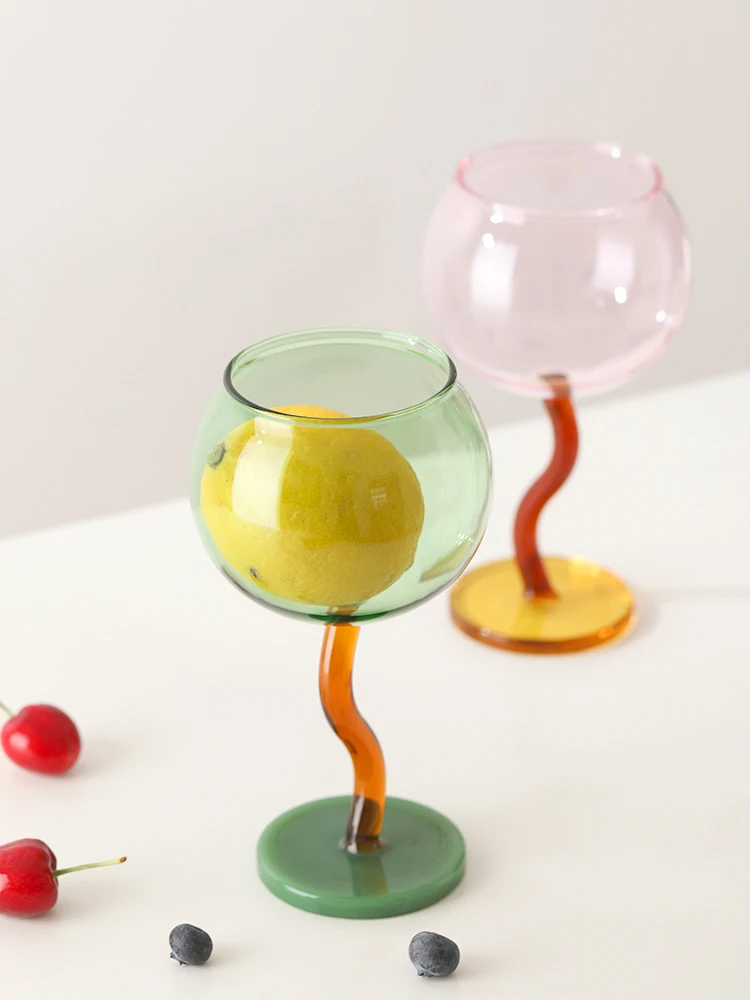 Color Goblet Cup Bubble Cup Red Wine Glass Cup Sweet wine Cup Small Gift For Couples Friends Gift Box Packaging view 3