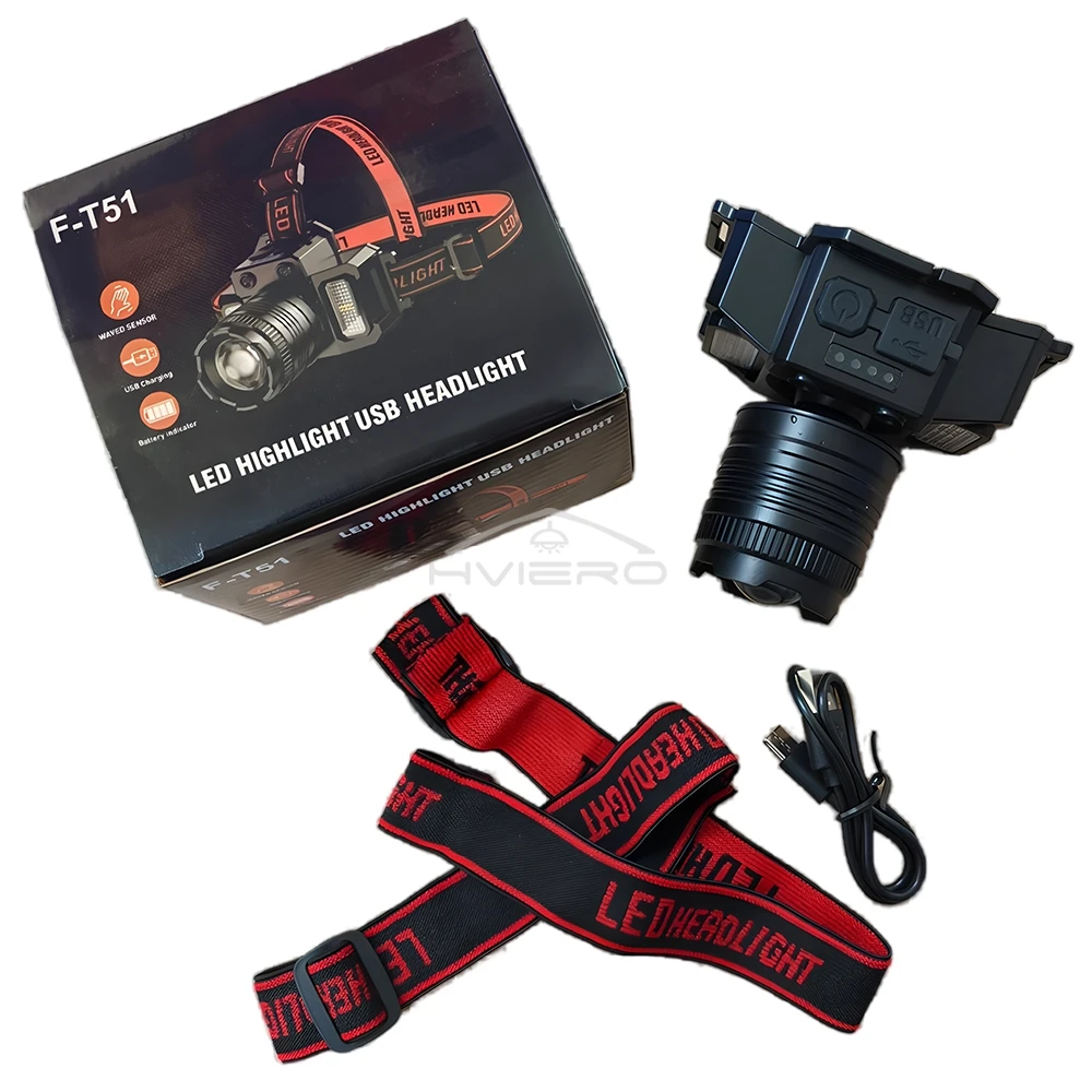 Telescopic Zoom Intelligent Sensing Headlight Camping Flashlight Hands Free Long Distance Light Outdoor Adventure Lighting Tool