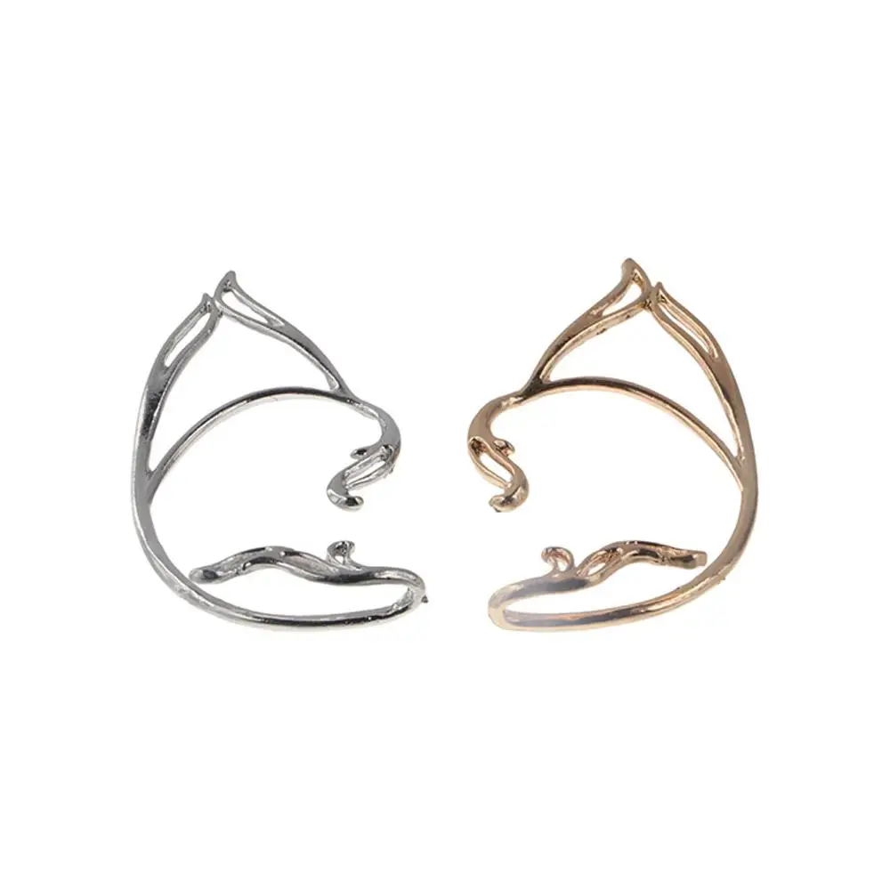 Sweet Alloy Elf Ear Clip Ear Cuff Korean Style Cat Ear Hollow Ear Clips Ear Hook Single Side Earrings Halloween