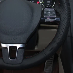 غطاء عجلة قيادة السيارة المصنوع من الجلد الصناعي الناعم DIY أسود لفولكس فاجن فولكس فاجن جول تيغوان باسات B7 باسات CC توران جيتا MK6 أفضل 8 سيارات مصغرة للمبيعات جول فولكس فاجن - No7