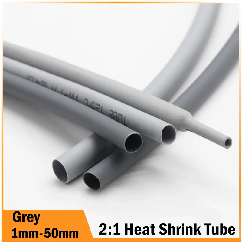 

1/5/15/30M Grey 2:1 Heat-shrink Tubing Dia 1mm ~ 50mm Heat Shrink Tube Wire Repair Protector Cable Connector Insulation Sleeving