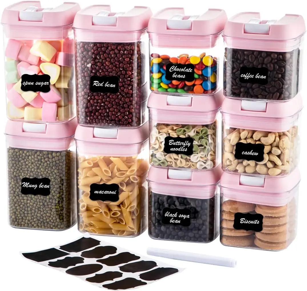 

Airtight Food Storage Container Set-10 Piece BPA Free Clear Plastic Cereal Canisters with Easy Lock Lids-Kitchen & Pant