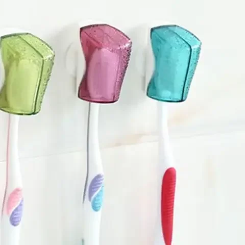 

Toothbrush Dustproof Protector Cap Travel Storage Toothbrush Head Covers Bathroom Toothbrush Holder Suction Cup Wall Mount Rack