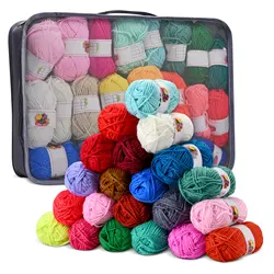 Tufting Gun Yarn Set para fazer tapetes, fazer tapetes, fios de crochê, poliéster e fios de algodão, 42 cores