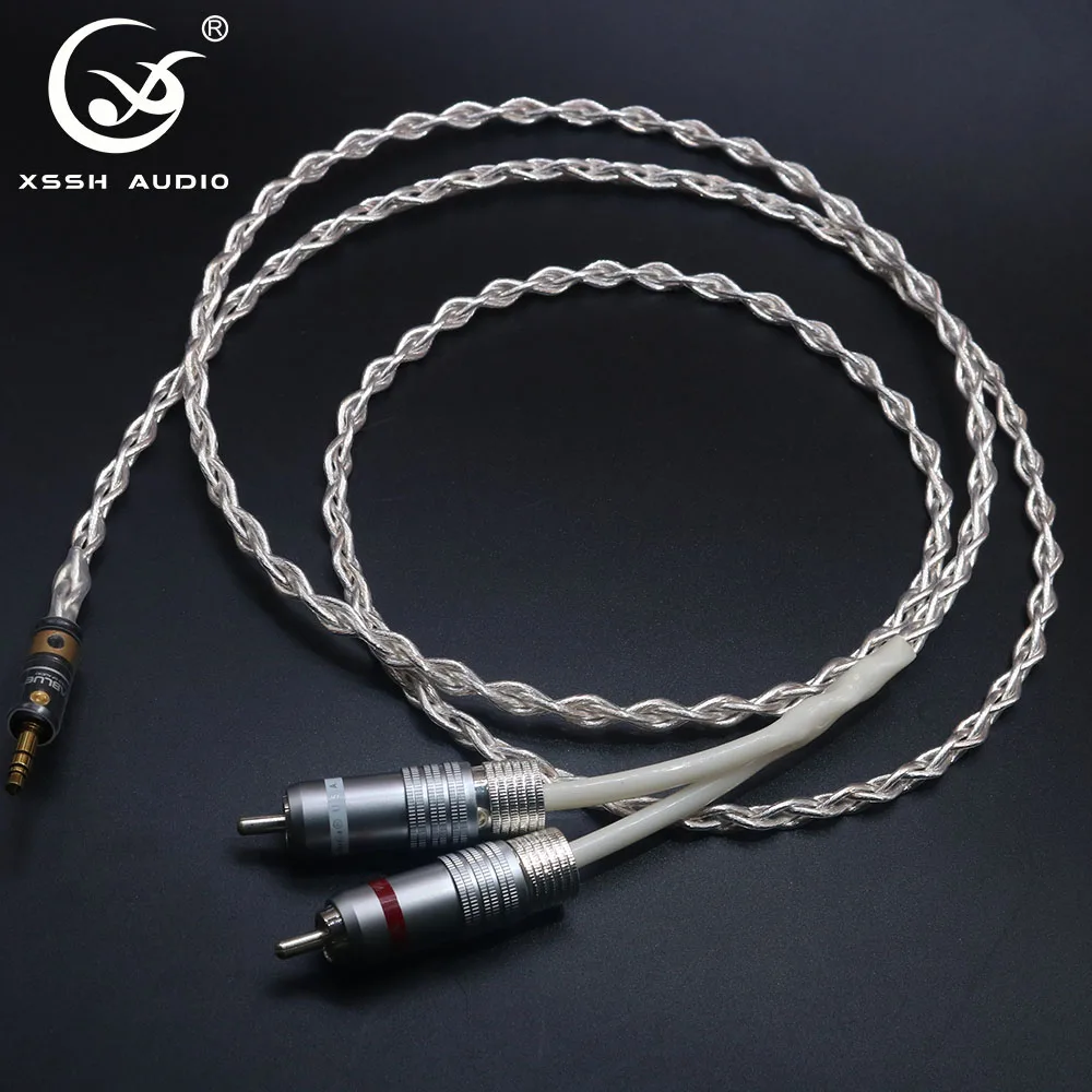 

Signal Lines DIY 2 RCA to 3.5mm Stereo Plug Hi-end HIFI OFC Pure Copper Headphone Earphone Extension Audio Wire Cord Aux Cable