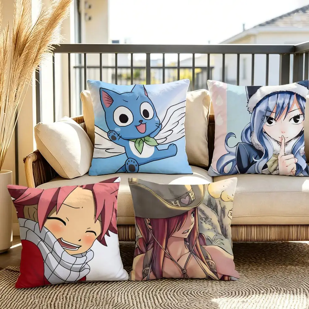 F-Fairy Tail Natsu Dragneel Cushion Cover Soft Short Plush Pillow Cover Smooth Cozy Texture Aesthetic Cushion Case Home Decor