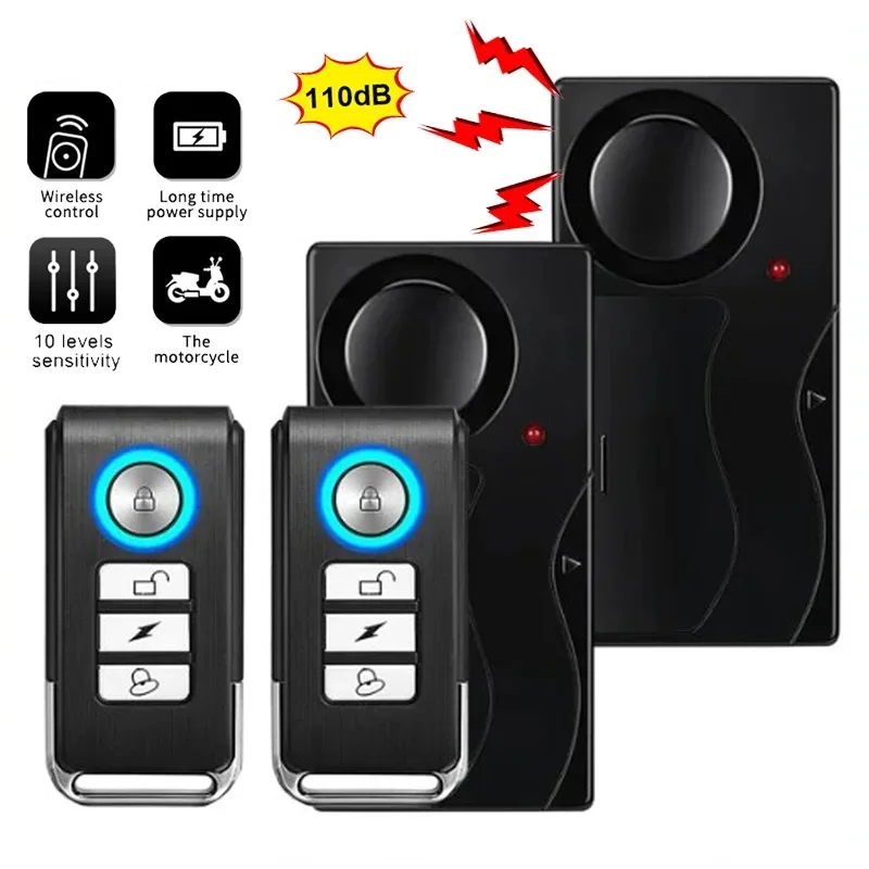 Bezprzewodowy Alarm wibracyjny System antywłamaniowy do drzwi i okien z pilotem 110dB System czujnik bezpieczeństwa rowerów motocyklowych
