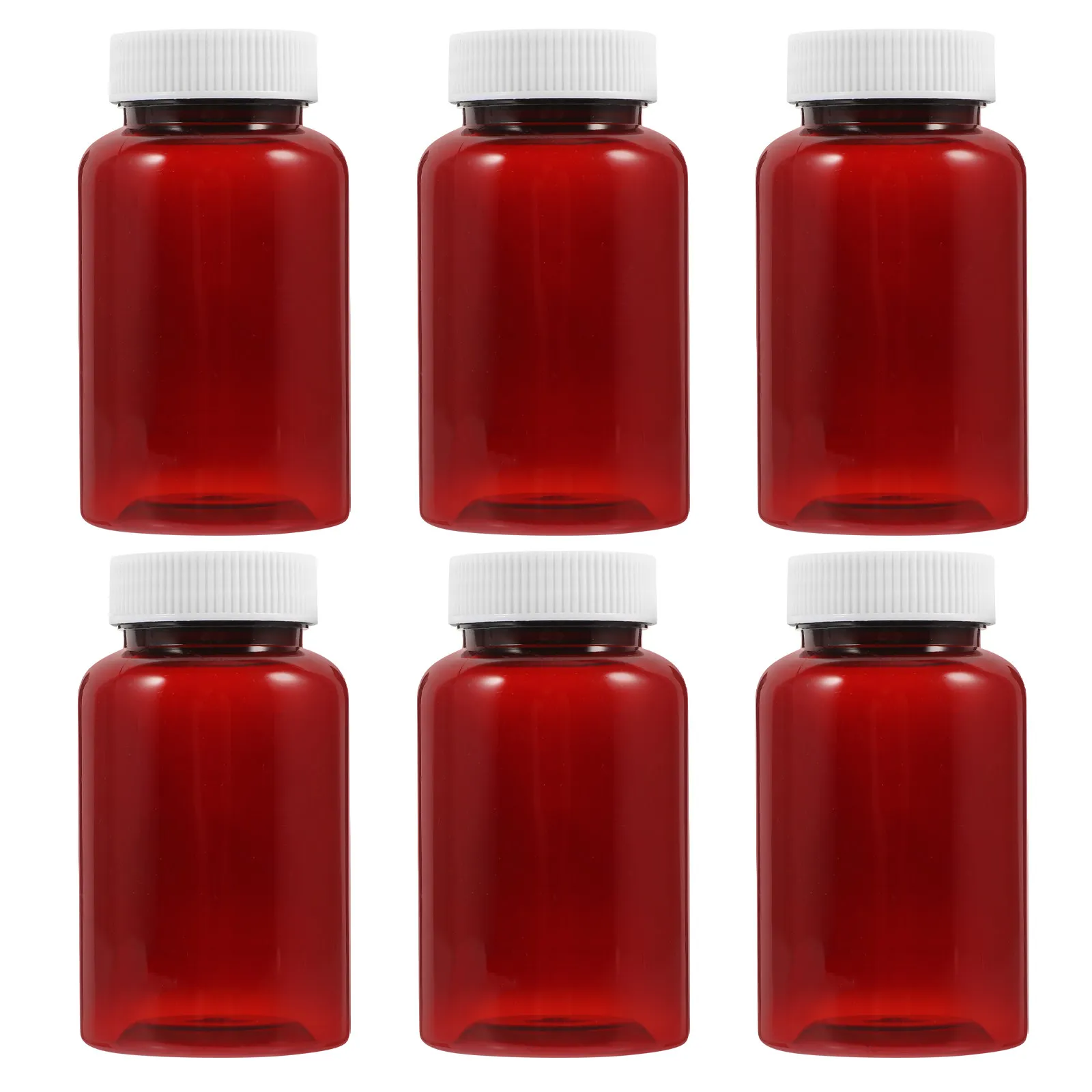 

6Pcs Medicine Pill Storage Bottles Amber Plastic Empty Medicine Container Caps Leakproof Portable Travel Home Use Pills