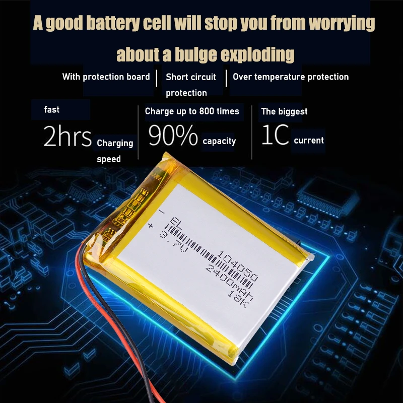 Batteria ricaricabile 3.7V 2400mAh Li-Po 104050 batteria ai polimeri di litio Li-Po li ion Lipo cells per GPS MP3 MP4 registratore di guida