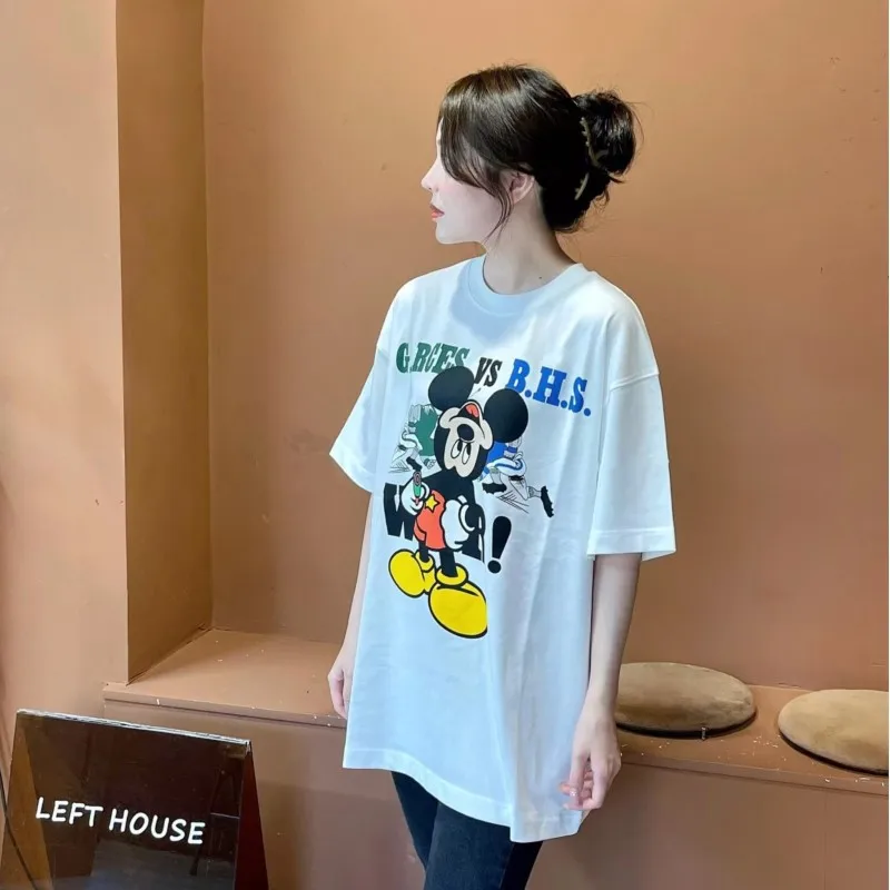 

Cotton Summer Korean Style Mickey T-shirt Short Sleeve Loose T-shirt Women's Printed Loose Style Versatile Fashion Tops Womens