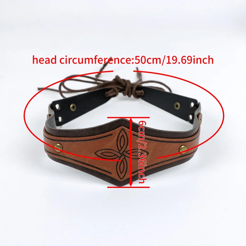 Vintage Brown PU Leather Elf Headband for Women, Medieval Fantasy Headpiece, Forest Fairy Ranger Halloween Cosplay Accessory