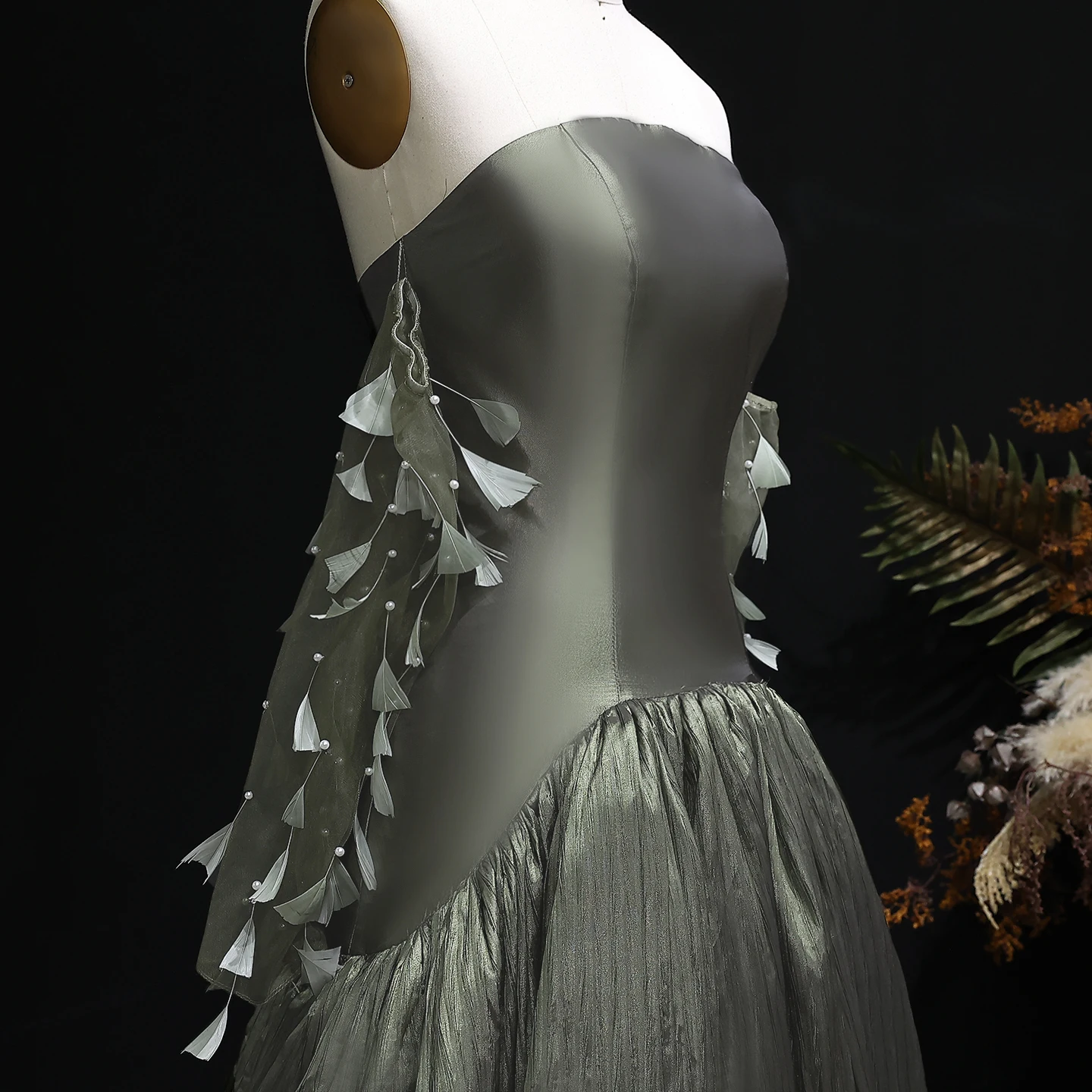 شارون سعيد فاخر أخضر ساتان عاري الكتفين فستان سهرة 2025 أنيق للنساء حفلة موسيقية رداء حفلات الزفاف SF211 مخصص