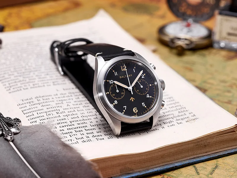 Baltany Retro Military Pilot Herrenuhr S5044 Luxus-Quarz-Chronograph im Air Force-Stil, Stoppuhr, für Herren, Sport, Outdoor, Freizeit, Alltag – Detail 5