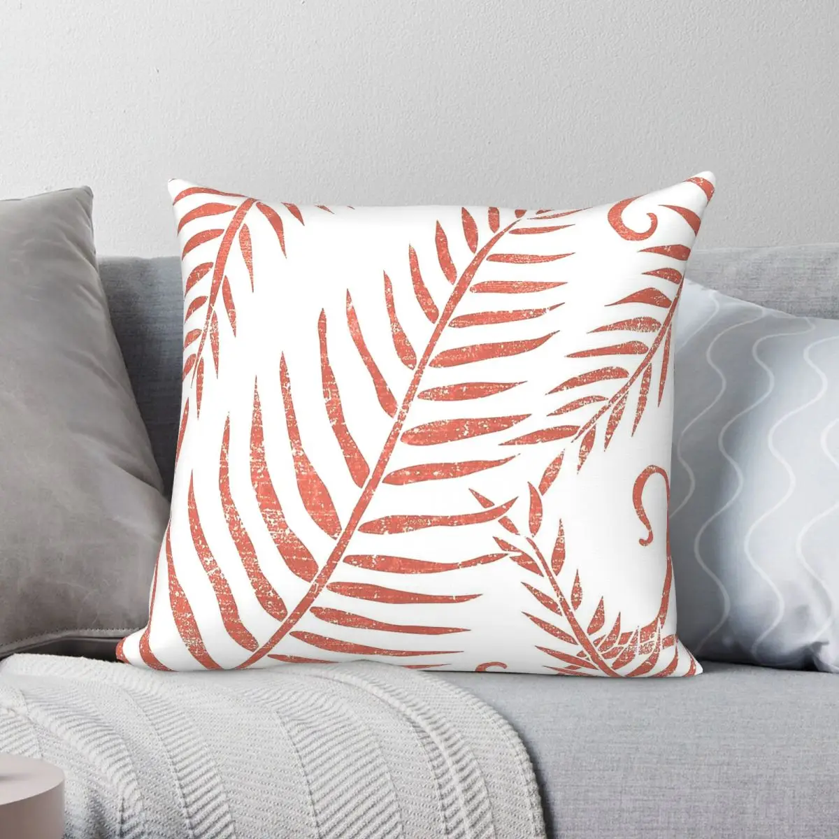 Terracotta Leaves Tropical Square Pillowcase Polyester Linen Velvet Creative Zip Decorative Pillow Case Home Cushion Cover