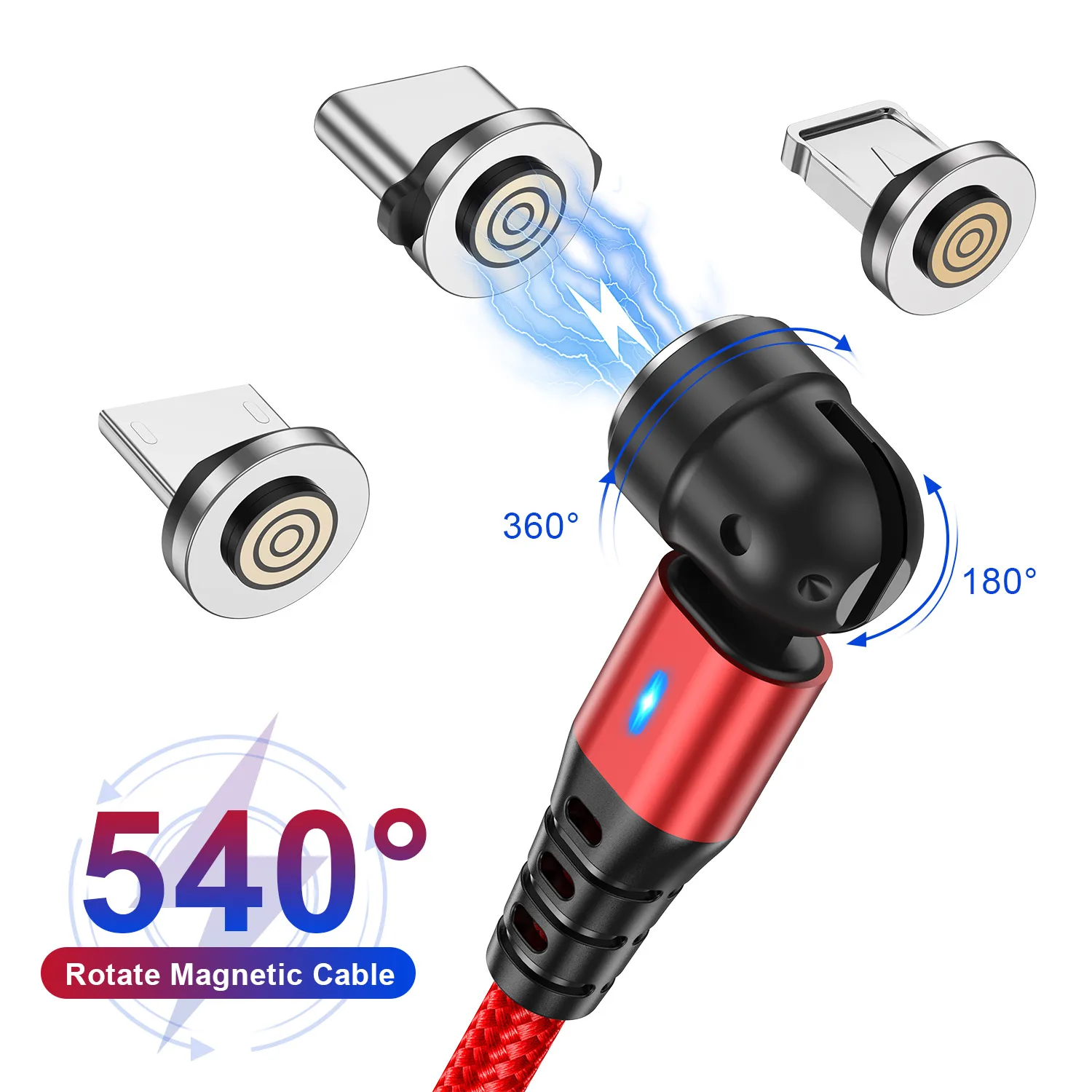 Kabel magnetyczny twin 540 obracać 3A szybko ładujący kabel Micro USB typu C do iPhone\'a 14 Xiaomi magnes kabel USB