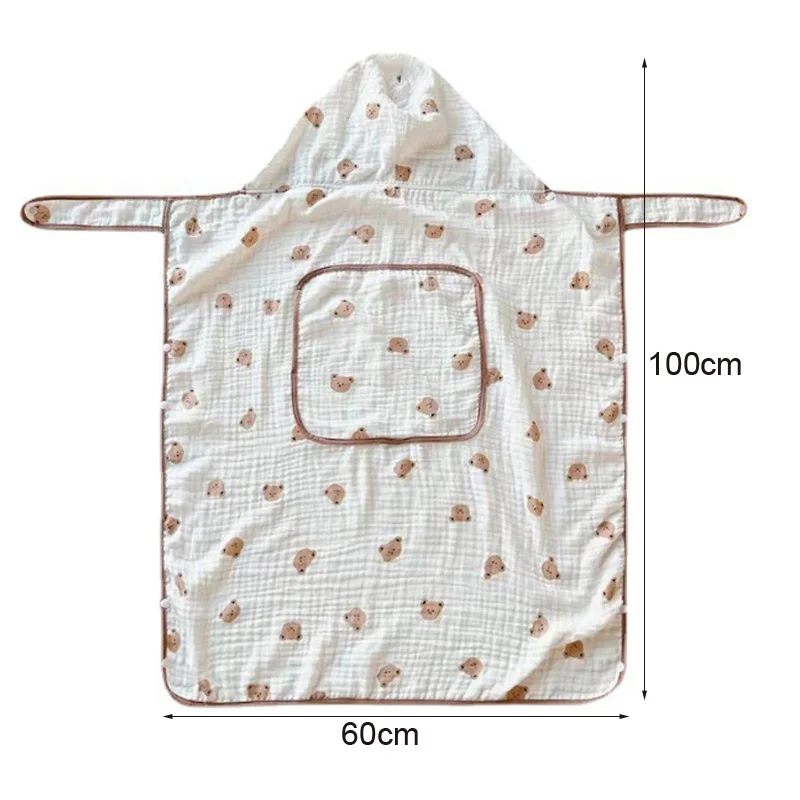 Muslin Newborn Blanket for Baby Stroller Cartoon Hooded Sling Cover Anti-mosquito Infant Sleeping Quilt Newborn Swaddle Wrap