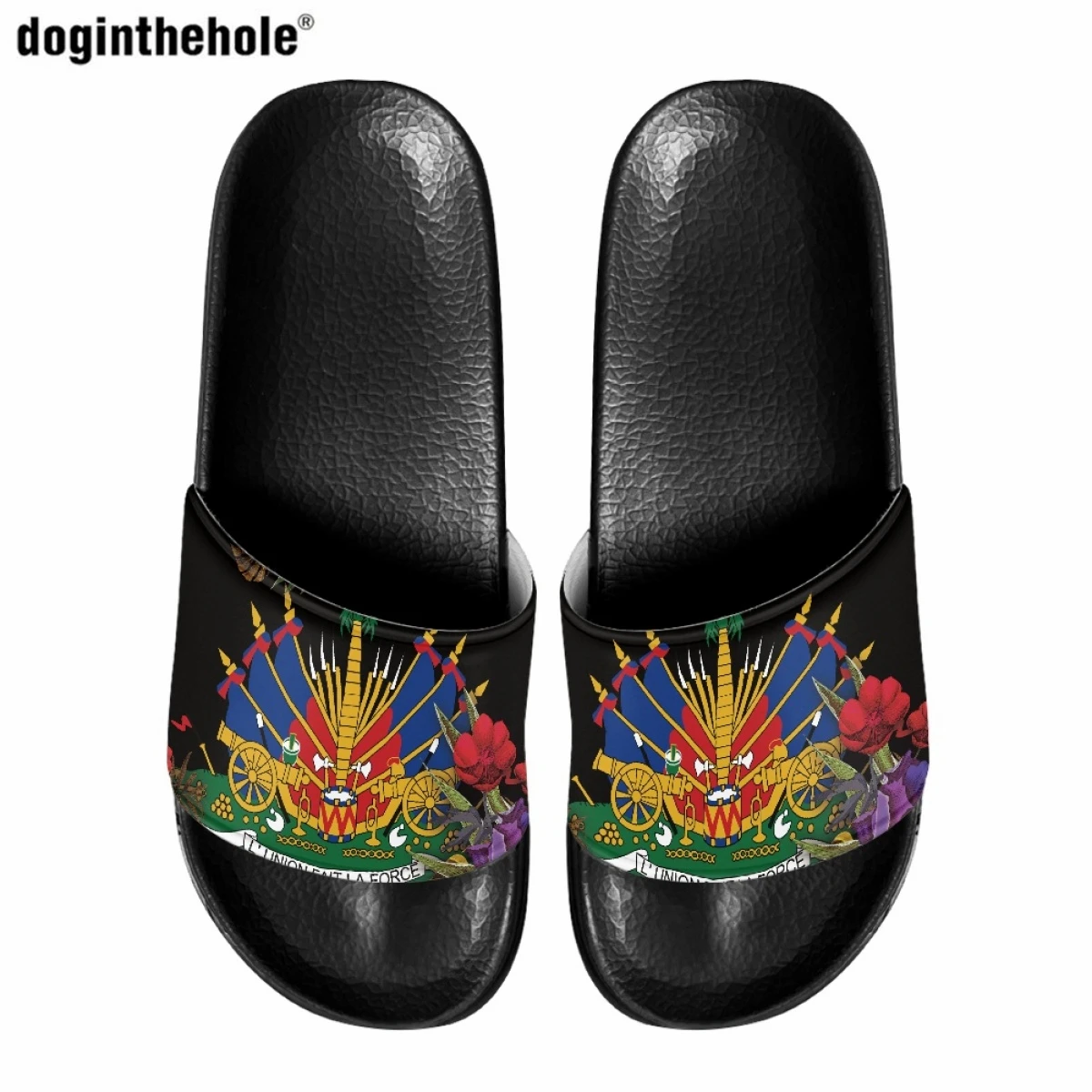 Doginthehole Art Haiti Flag Polynesian Style Design Women's Fashion Slippers Trend Home Indoor Anti-slip Slippers Beach Sandals