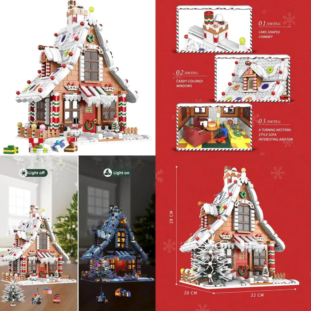 LED 조명이 포함된 진저브레드 하우스 조립 키트, 1620개 부품, 어린이, 성인, 크리스마스 장식 및 2025년 어드벤트 캘린더에 이상적