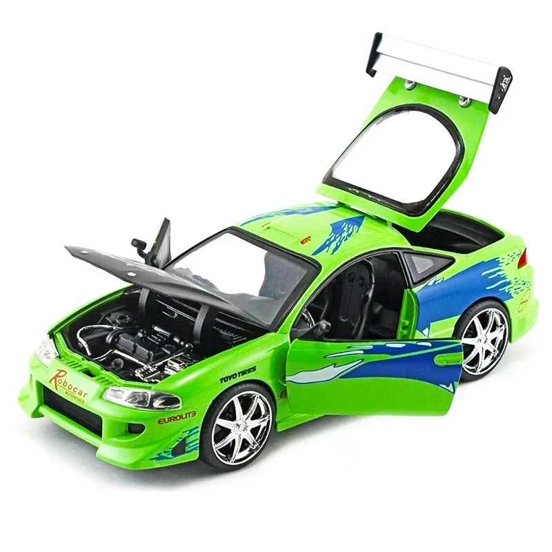 All 1:24 Fast and Furious Brian’s 1995 Mitsubishi Eclipse High Simulation Diecast Car Metal Alloy Model Car Gift Collection