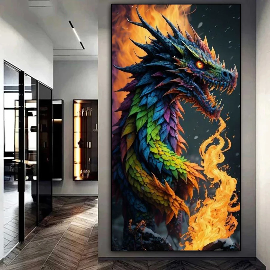 Large Diamond Painting Kits Colorful Cloud Dragon New Arrival Diy Full Mosaic Embroidery Sale Animals Picture Size 100x200cm