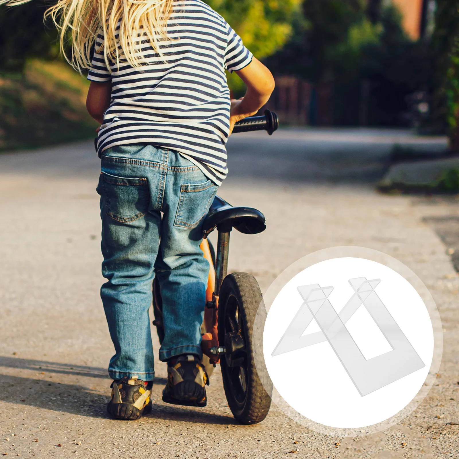 

Kids Bike Stand Portable Transparent Acrylic Parking Holder Balance Bicycle Scooter Kids Accessories Bike Kickstand
