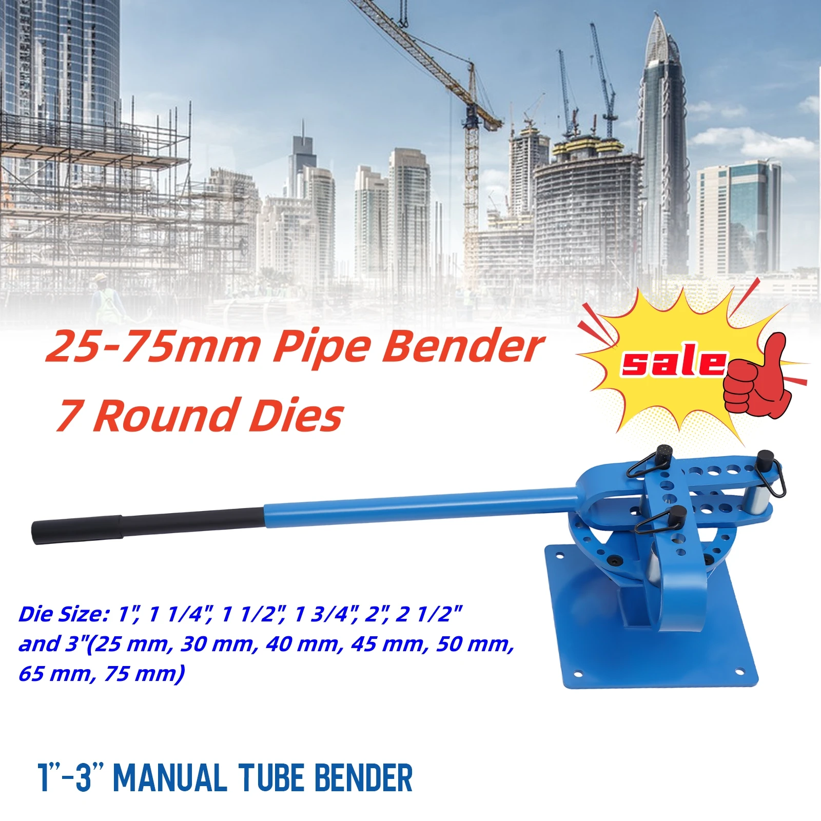 25-75mm Pipe Bender Bending Machine Bending Mild Steel Pipes With 7 Round Dies