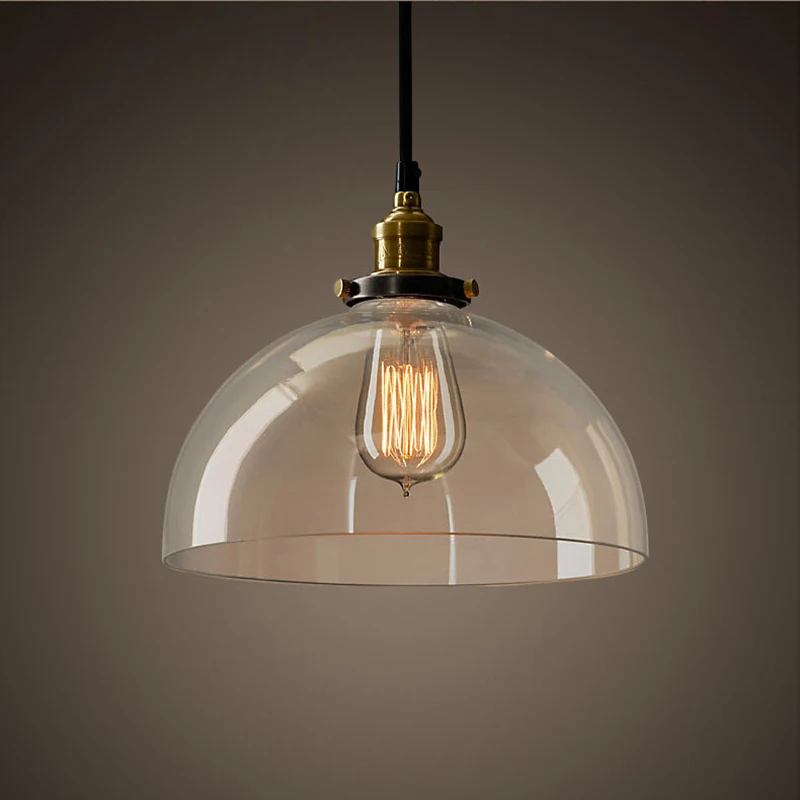 Vintage Amber clear Glass Pendant lightings Nordic industrial Kitchen living room decoration Single head LED hanging lamp